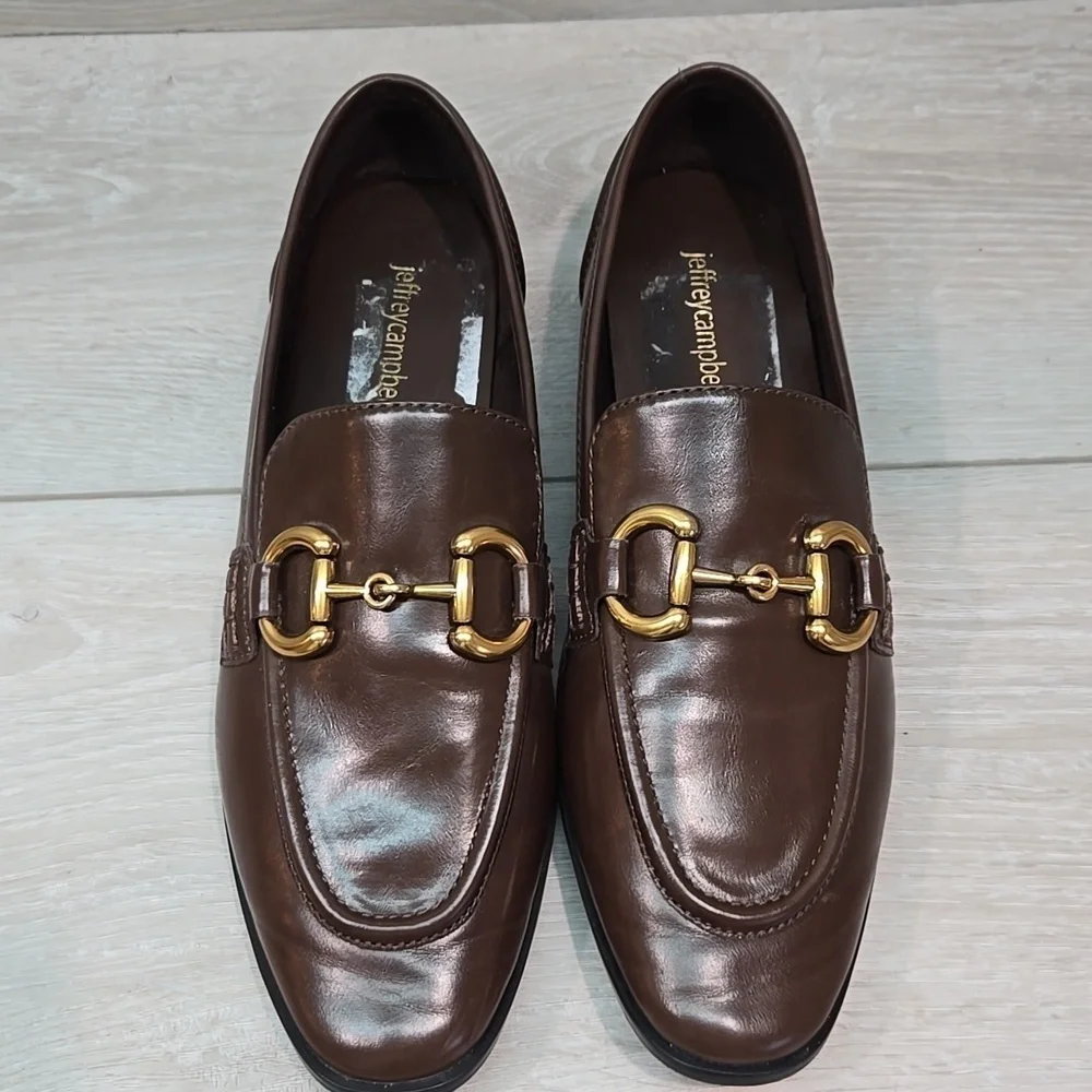 Jeffrey Campbell By Free People Women Brown Loafers with Gold Accent 8.5